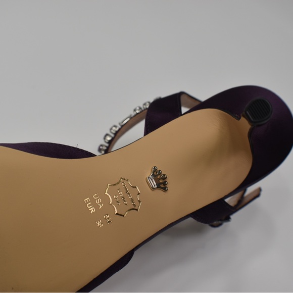 Purple Satin Crystal Pointy-Toe Mid-Heel Dress Pump Sz 6M Nina Tonya - Picture 8 of 13